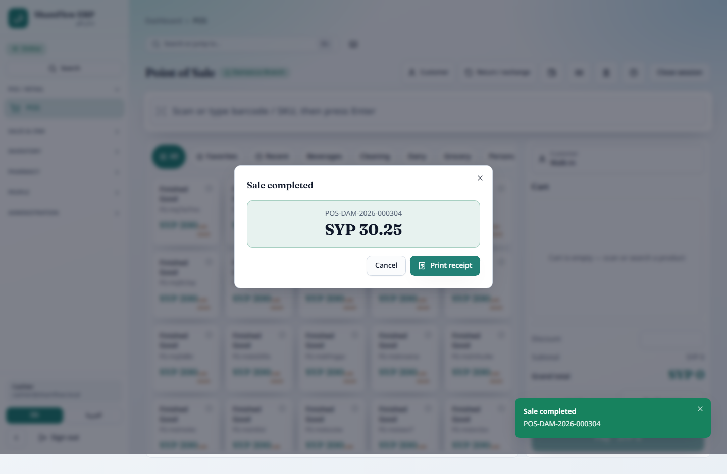 ShamFlow POS — live product UI, not stock photography.